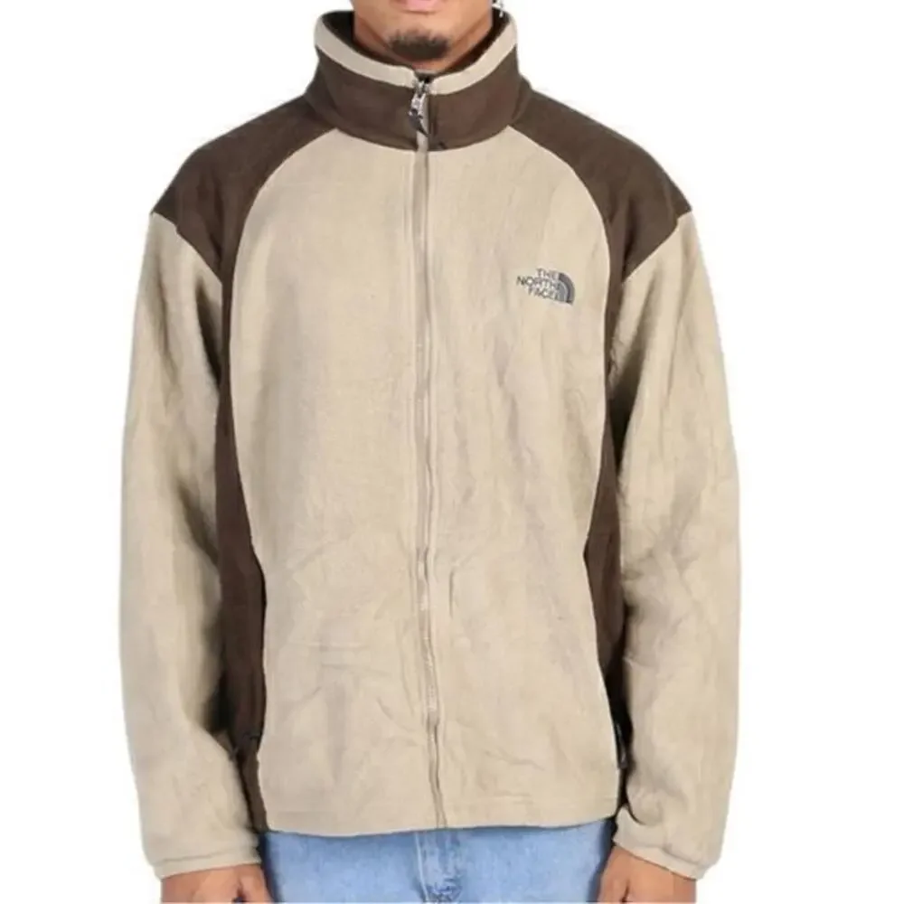 The North Face Men’s Size XL Tan Beige Contrast Gree Fleece Full Zip Jacket